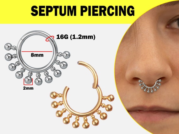Titanium 16G Septum Jewellery Piercing, Cartilage Hinged Ring, Lip Ring, Helix Ring Body Piercing Jewelry