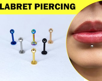 Lip Labret Piercing Jewelry Titanium Labret Stud 18G 16G 14G Body Piercing Tragus, Side Labret, Snake Bites, Ashley Piercing, Medusa Jewelry