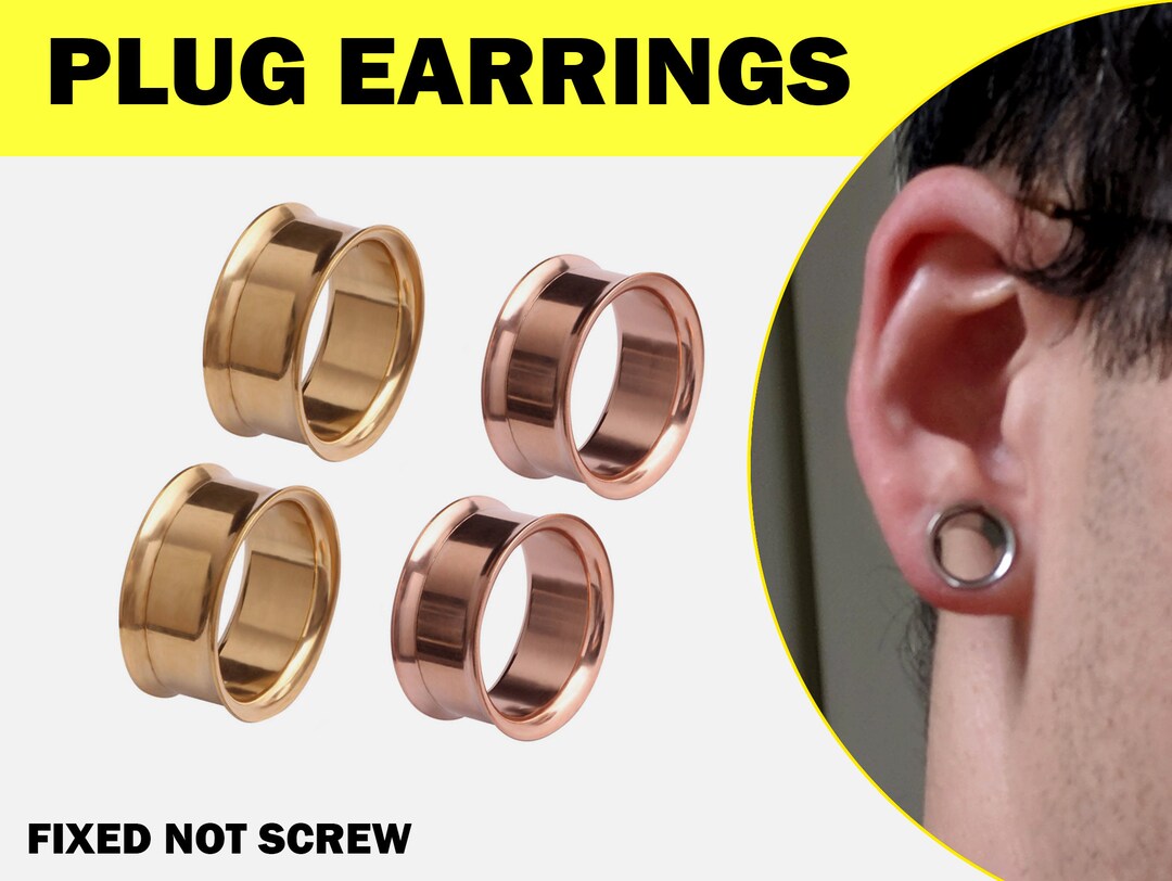Double Flare Gold and Rose Gold Ear Plug Earrings Ear Tunnel Etsy