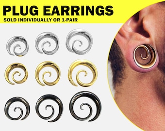 Ear Stretching Spiral Plugs Ear Tunnels, Flesh Tunnel, Ear Gauges - Body Piercing Saddle Plugs Size 8mm to 25mm