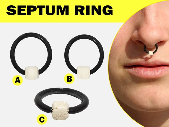 1x Surgical Steel Buffalo Horn Septum Horn C Shape Spike Ear Crescent Nose  Ring | eBay