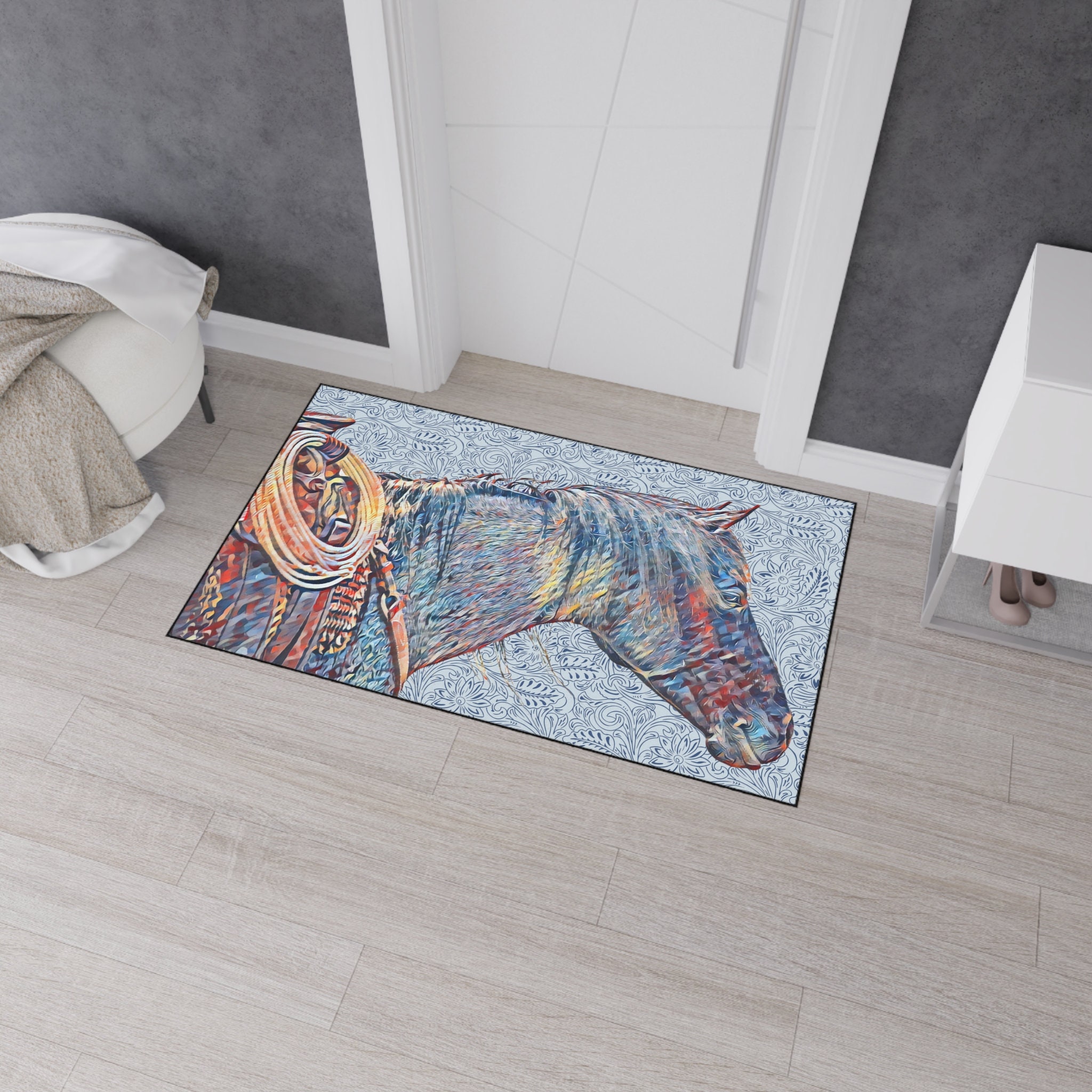 G Ranch Mat Blue Ranch Horse Heavy Duty Floor Mat - Etsy