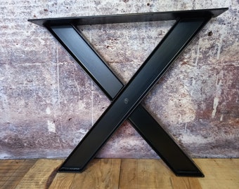 „X“ Tischbein IPN Industrial Rohstahl oder Mattschwarz