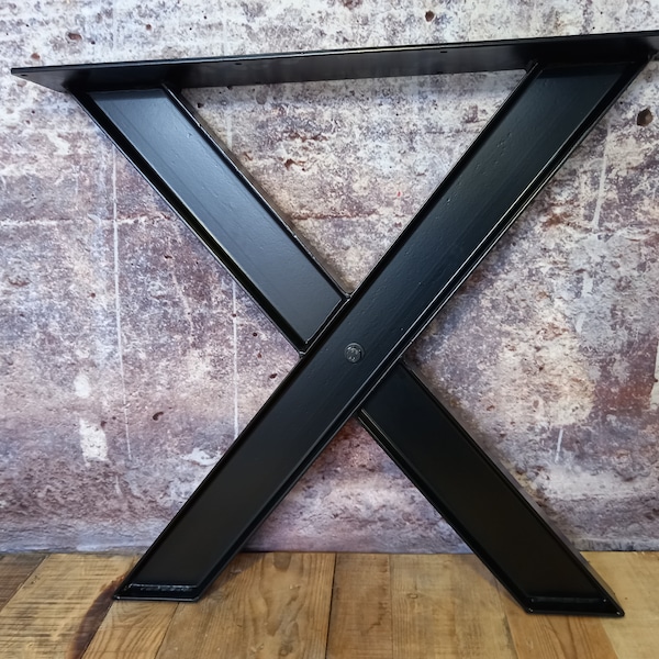 Pied de table "X" IPN industriel acier brut ou noir mat