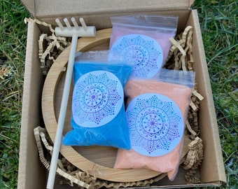 Miniature Zen Garden Decor Kit, Stress Relief Gift, Sand Garden