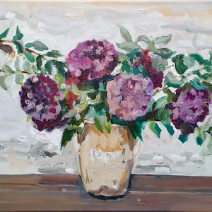 Hydrangea print -Umbrian Rhapsody - limited ed giclee print from an original oil painting by Margaret Powell, Worcester artist