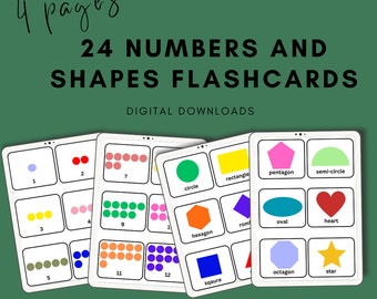 24 cijfers en vormen - digitale download - hulpmiddelen voor in de klas - digitale download - EYFS - KS1 - schoolmiddelen - thuisschoolmiddelen