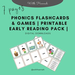 Phase 2 Phonics Flashcards | Printable Early Reading Pack | EYFS Reception Letters & Sounds | Learn to Read Games