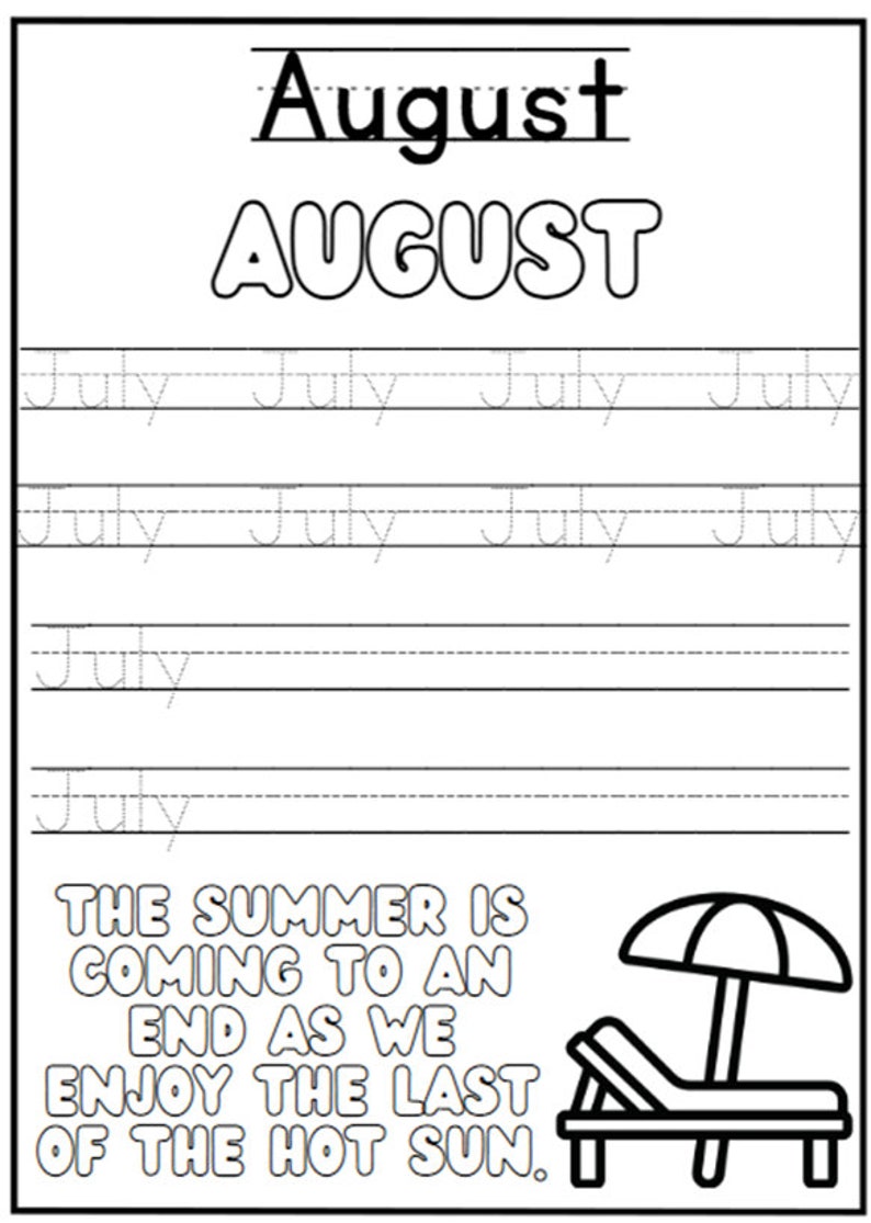 Spelling and Colouring Practice Days of the Week and Months Etsy