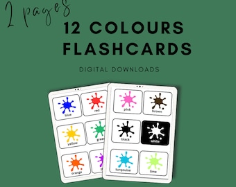 12 kleurenflitskaarten - digitale download - klaslokaalmiddelen - EYFS - KS1 - schoolmiddelen - thuisschoolmiddelen