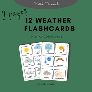 12 cartes flash météo - téléchargement numérique - affichage - téléchargement numérique - ressources de classe -EYFS-KS1 -ressources scolaires-ressources scolaires à domicile