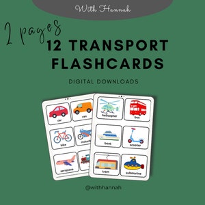 12 transportation methods - digital download -  classroom resources - EYFS - KS1 - school resources - home-school resources