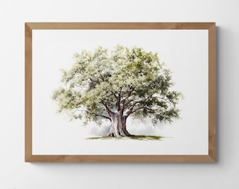 Ash Tree Watercolour Printable Digital Art, Bring the Outdoors Inside, Trees, Scenery, Landscape Art