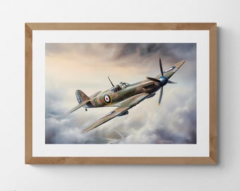 Spitfire MK IX Aviation Art Print: WWII Fighter Plane (Digital Download)