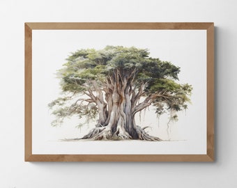 Cypress Tree Watercolour Printable Digital Art, a Timeless Piece of Nature, Trees, Scenery, Landscape Art