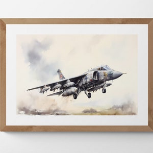 Harrier Jump Jet Printable Art for Unique Aircraft Fans, Downloadable Printable Landscape Digital Art, Fighter Planes, Landscape Art