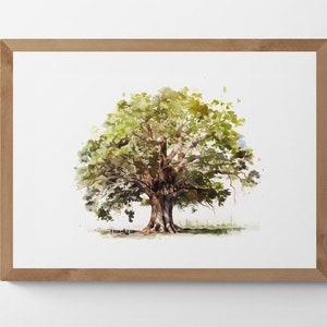 Chestnut Tree Watercolour Printable Digital Art, a Rustic Addition to Your Decor, Trees, Scenery, Landscape Art