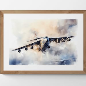 Arte imprimible del B-52 Stratofortress para decoración militar moderna, arte digital de paisaje descargable e imprimible, aviones de combate, arte de paisaje