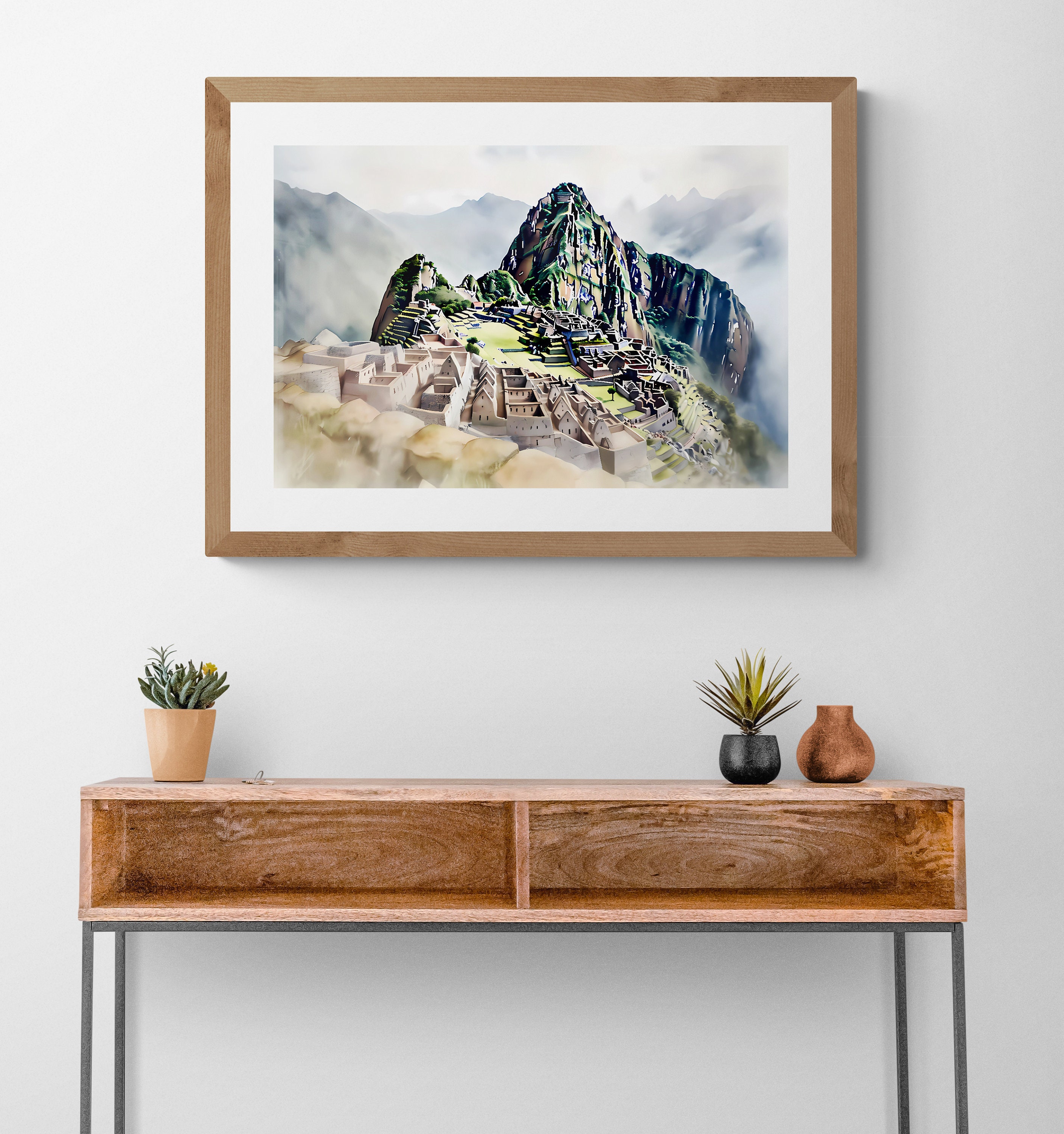 Machu Picchu Watercolour Print Printable Digital Art Wonders - Etsy