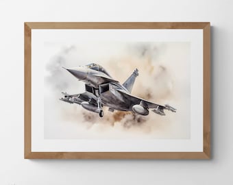 Dassault Rafale Fighter Jet Art: Military Aviation Landscape (Digital Download)