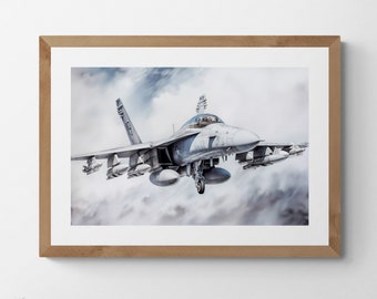 F/A-18 Hornet Art Print: Naval Aviation Landscape (Digital Download)