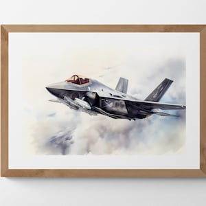 F-35 Lightning II Printable Art for Modern Aircraft Admirers, Downloadable Printable Landscape Digital Art, Fighter Planes, Landscape Art