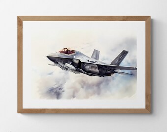 F-35 Lightning II Art: Modern Fighter Plane Landscape (Digital Download)