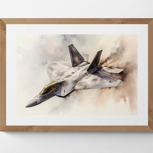 F-22 Raptor Printable Art for Stealth Fighter Fans, Downloadable Printable Landscape Digital Art, Fighter Planes, Landscape Art