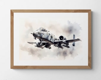 A-10 Thunderbolt II Printable Art for Military Aviation Enthusiasts, Downloadable Printable Landscape Digital Art, Landscape Art