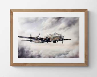 Avro Lancaster Airplane Print: Aviation History Landscape Art (Digital Download)