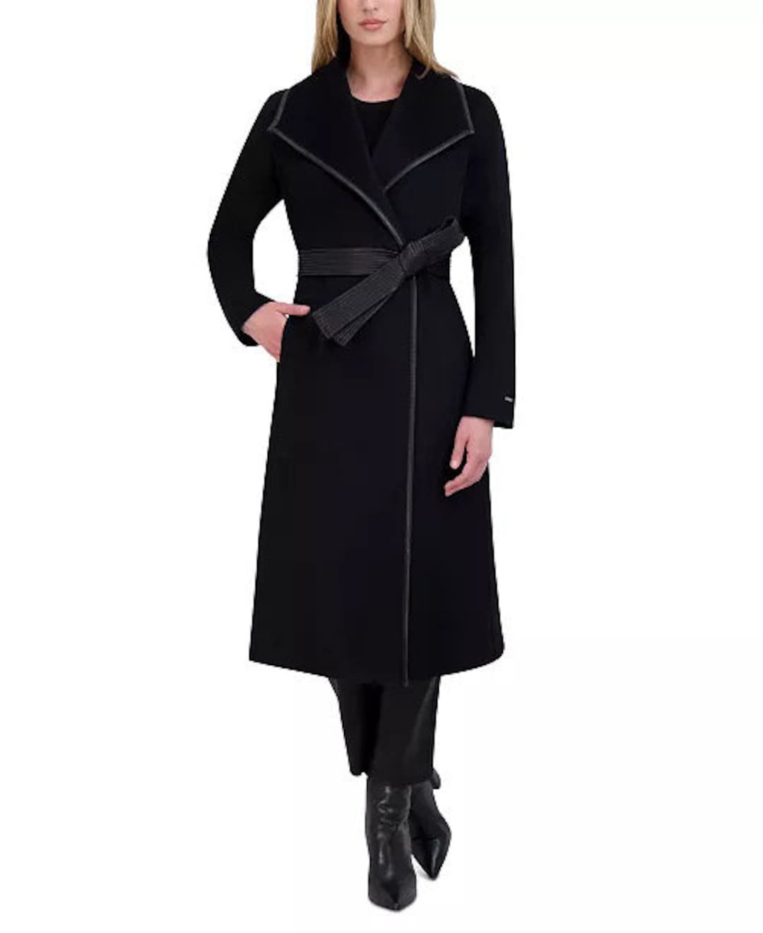 Tahari wool blend belted wrap coat cheap