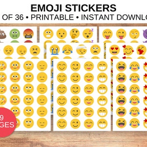 Printable Emoji Sticker Sheets Inspired by World Emoji Day - Instant Download