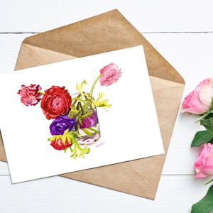 Tarjeta con ilustracion botanica en acuarela