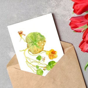 Tarjeta de felicitación de flores silvestres - tarjeta botánica - postal de acuarela floral - tarjeta plegada a6 - tarjetas de arte
