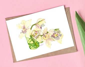 Floral art card - wildflower postcard - a6 folded card blank inside - botanical illustration