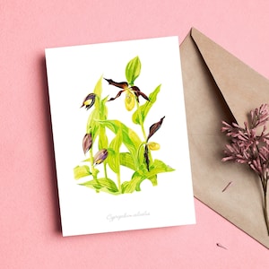 Carte d'art d'illustration florale - papeterie botanique - a6 vierge à l'intérieur d'une carte de notes pliée