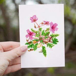 Impresión de ilustración de flores - tarjeta de nota de flores de acuarela - tarjeta A6 en blanco en el interior - estética floral