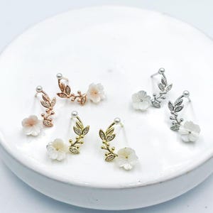 Dainty Flower Stud Earrings, Sterling Silver Floral Studs, Gift for Mothers