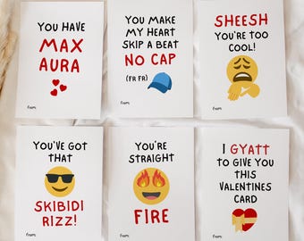 Kids Slang Valentine's Day Cards, Funny Valentines Card Printable, Classroom Valentines, Teen Boys Valentines, Class Valentines Card Emoji