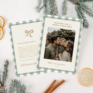 Green Plaid Christmas Card Template, Merry Christmas Card, Editable Christmas Card, Photo Christmas Card, Merry Christmas Card Family Canva