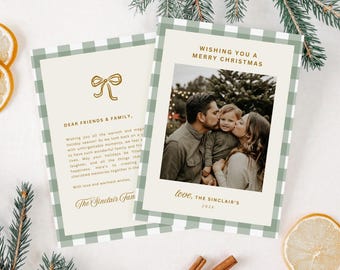 Green Plaid Christmas Card Template, Merry Christmas Card, Editable Christmas Card, Photo Christmas Card, Merry Christmas Card Family Canva