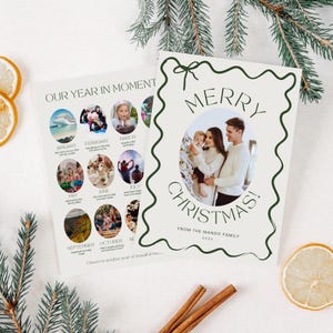 Year In Review Christmas Card Template, Photo Christmas Card Template, Photo Christmas Card, Year In Review Template, Family Photo Collage