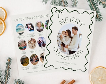 Year In Review Christmas Card Template, Photo Christmas Card Template, Photo Christmas Card, Year In Review Template, Family Photo Collage