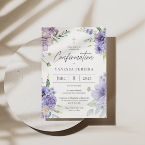 Editable Confirmation Invitation, Digital Download, Catholic Confirmation Invite, Printable Invitation Template, Canva Editable Card DIY