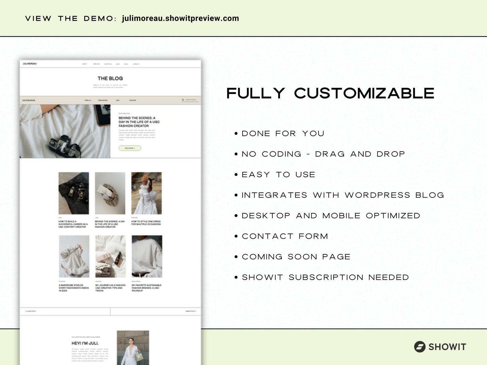 Showit Website Template, Showit Template, UGC, Blogger Template