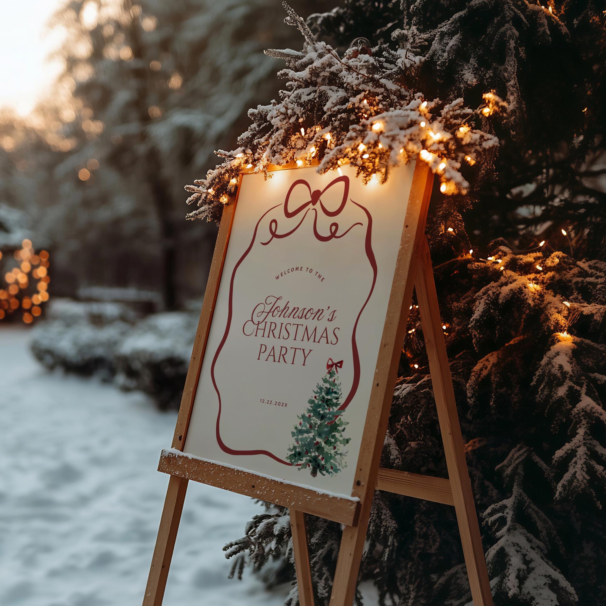 Christmas Party Welcome Sign Template, Whimsical Christmas Sign ...