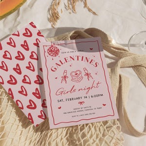 Galentines Invitation, Hand Drawn Galentines Day Card, Galentines Day Invitation, Valentines Party Invitation, Best Friends Invite Template