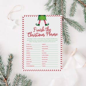 Finish The Christmas Phrase, Christmas Family Game, Christmas Party Games, Holiday Party Game, Office Party Games, Christmas Printable Game