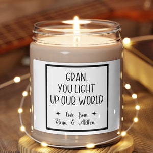 Personalized Gran Scented Candle Gift, Customized Message Candle for Gran, Scented Soy Wax Candle Glass Jar, Mothers Day, Christmas Present