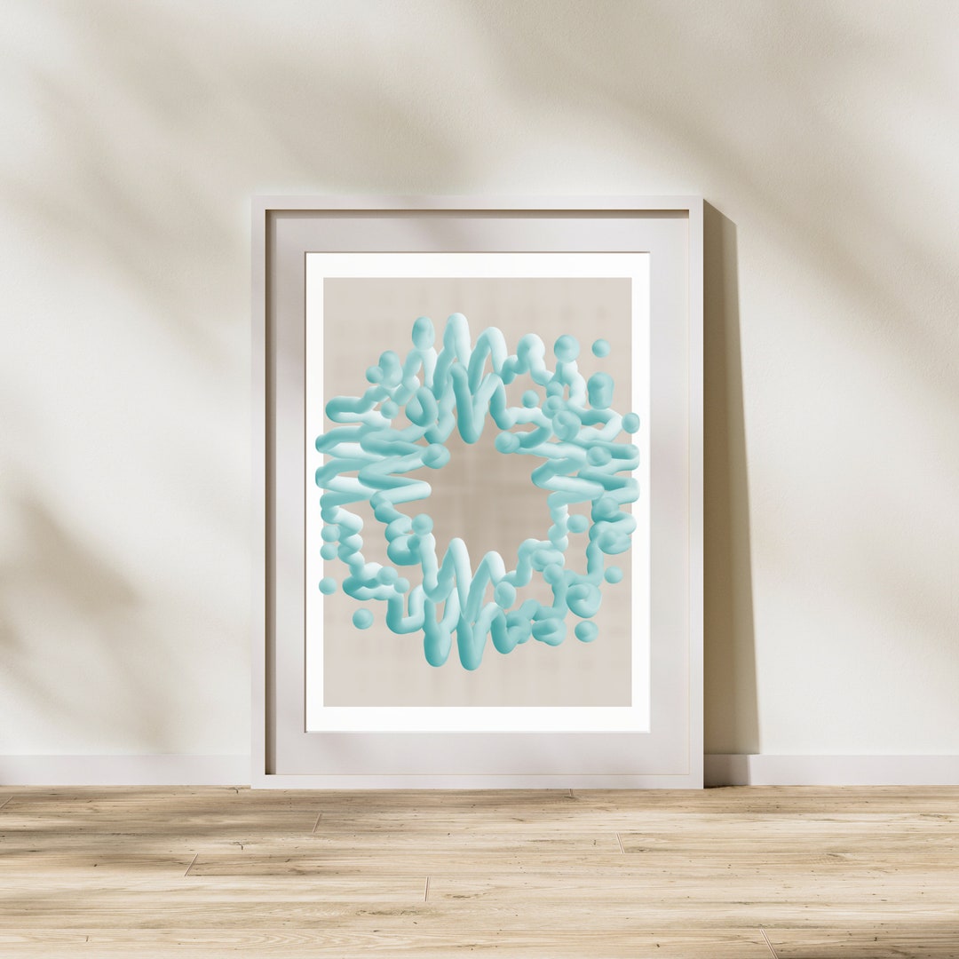 Tube Pattern Light Teal Wall Art Etsy